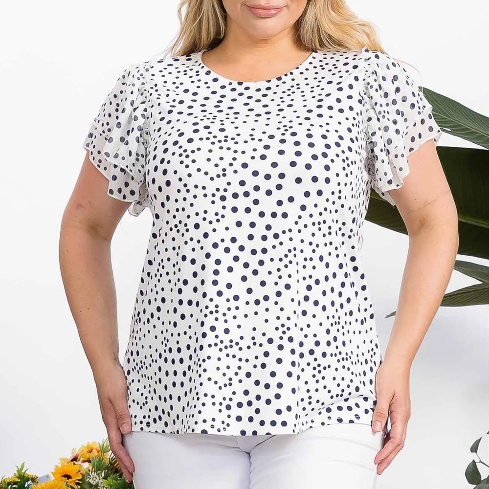 Polka Dot Flutter Sleeve Top